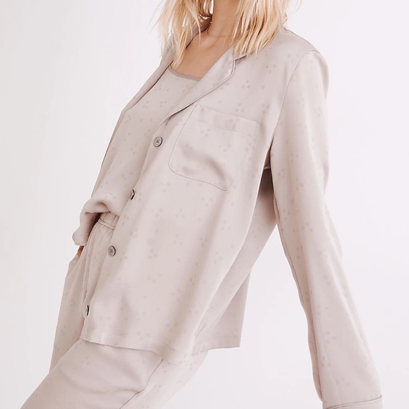 Madewell Night Stars Satin Bedtime Long-Sleeve Pajama Top - Picture 4 of 11